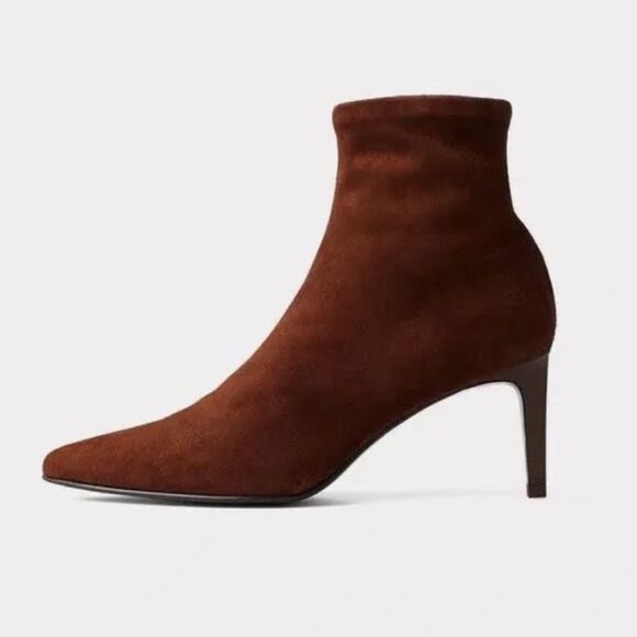 Rag & Bone Beha Stretch Boot Pointy Stiletto Ankle Boot Mahogany Suede 9/39 NIB - Picture 1 of 16